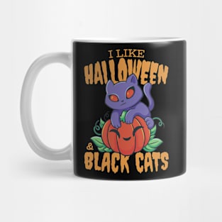 I Love Black Cats and Halloween Mug